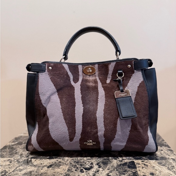 Coach Gramercy Satchel in Zebra-Print Haircalf - Picture 2 of 16